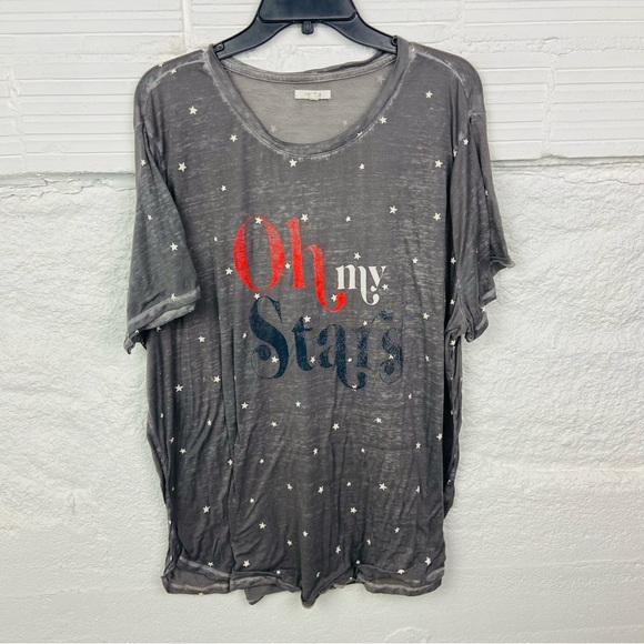 Maurices Oh My Stars Charcoal Burn Out Mesh Star Print Tee Size 3x